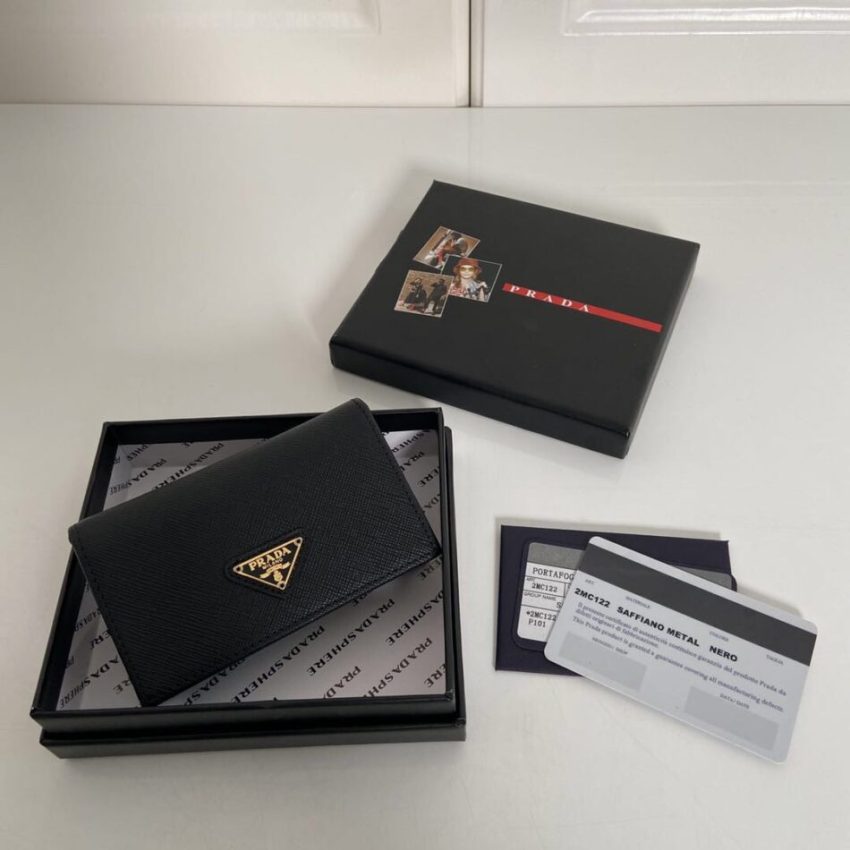 Replica Prada Saffiano Wallet Black Silver - top-tier luxury replica shoulder bag