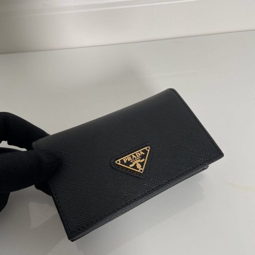 Replica Prada Saffiano Wallet Black Silver - top-tier luxury replica shoulder bag
