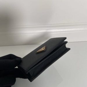 Replica Prada Saffiano Wallet Black Silver - best quality luxury bag dupe