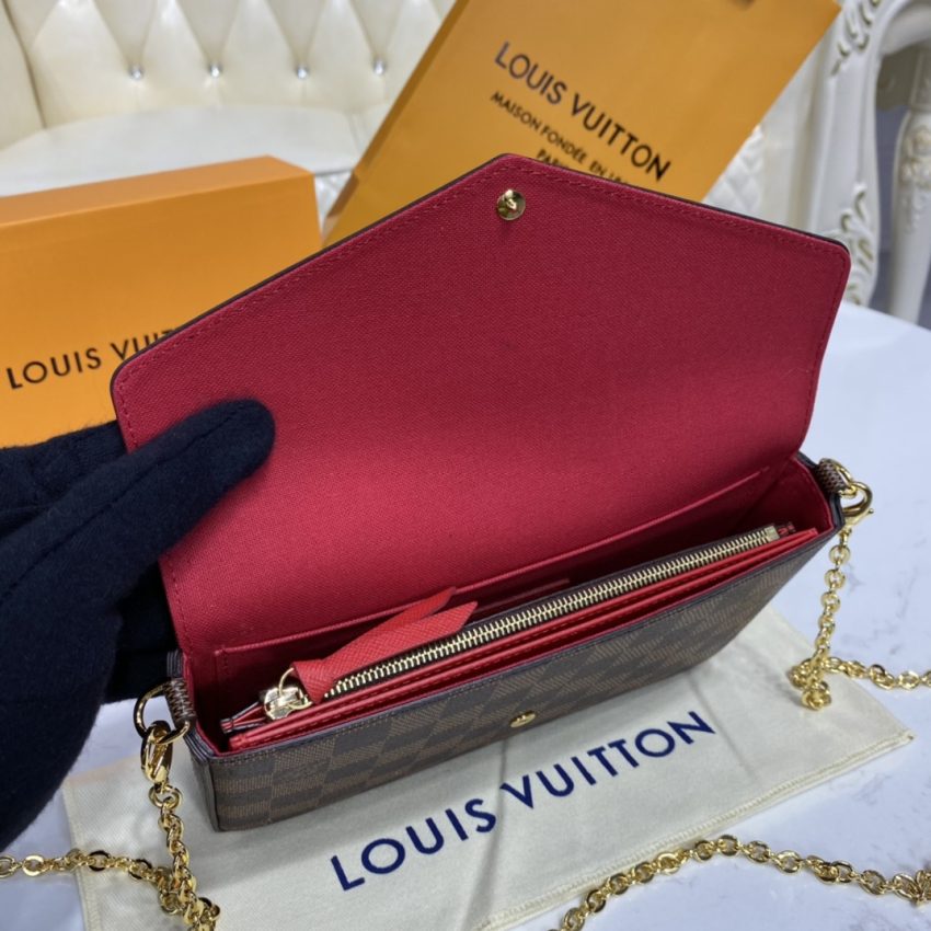 Replica Louis Vuitton Félicie Pochette Brown Grid - 1:1 designer replica handbag