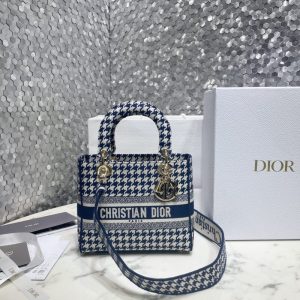 Replica Lady Dior Medium D-Lite Houndstooth Canvas 1 Replica Lady Dior Medium D-Lite Houndstooth Canvas - best-selling designer handbag dupe