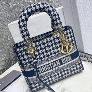 Replica Lady Dior Medium D-Lite Houndstooth Canvas 7 Replica Lady Dior Medium D-Lite Houndstooth Canvas - premium-grade designer purse dupe