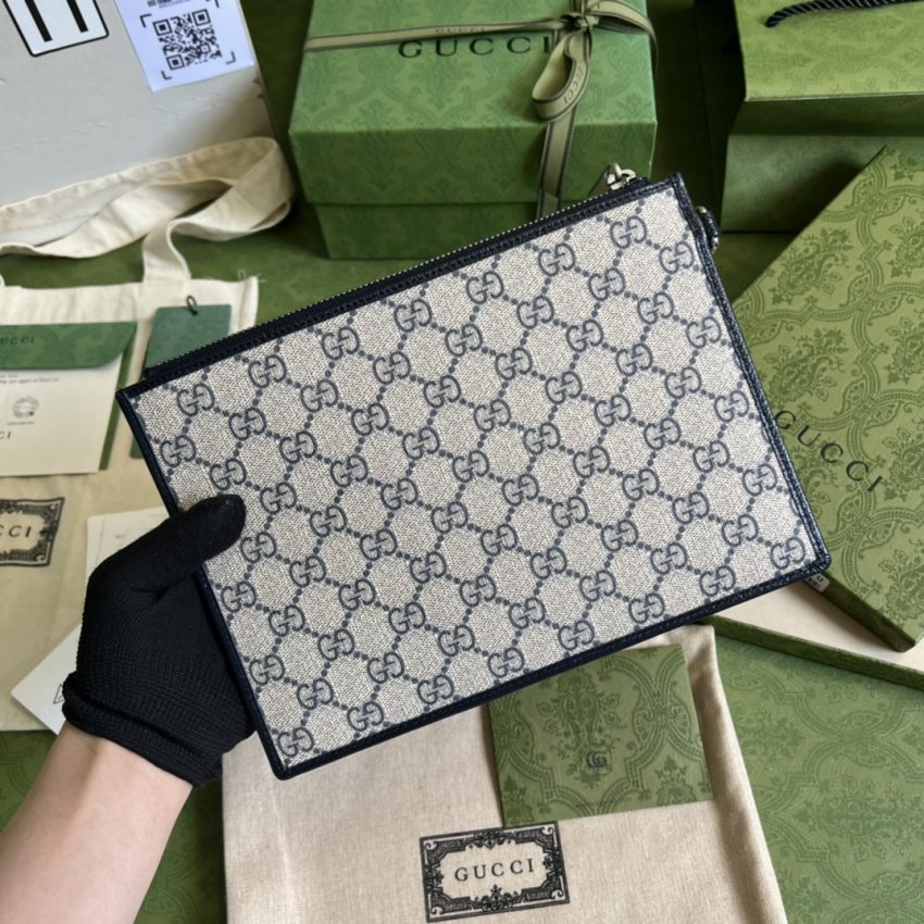 Replica Gucci Ophidia Web Clutch Blue - high-end fake designer purse