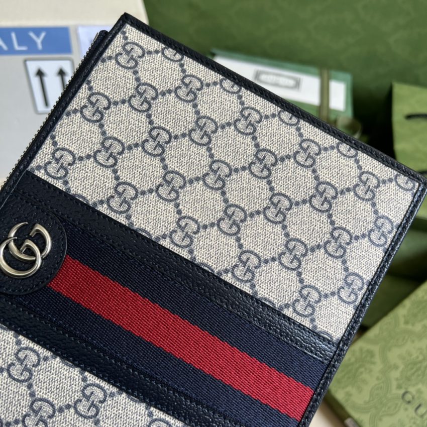 Replica Gucci Ophidia Web Clutch Blue - authentic-look luxury purse replica
