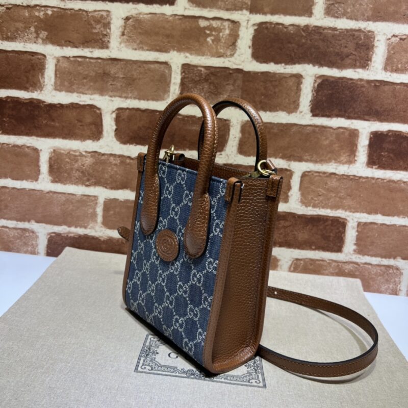 Replica Gucci Ophidia Mini Tote Bag Blue Denim 6 Replica Gucci Ophidia Mini Tote Bag Blue Denim - 1:1 designer replica handbag