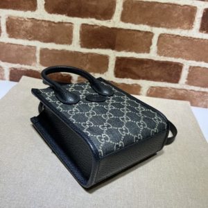 Replica Gucci Ophidia Mini Tote Bag Black Denim 5 Replica Gucci Ophidia Mini Tote Bag Black Denim - premium 1:1 fake handbag model