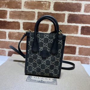 Replica Gucci Ophidia Mini Tote Bag Black Denim 8 Replica Gucci Ophidia Mini Tote Bag Black Denim - premium 1:1 fake handbag model