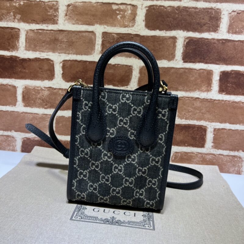 Replica Gucci Ophidia Mini Tote Bag Black Denim 8 Replica Gucci Ophidia Mini Tote Bag Black Denim - premium 1:1 fake handbag model