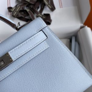 Replica Hermes Kelly Epsom Haze Blue - top-tier luxury replica shoulder bag