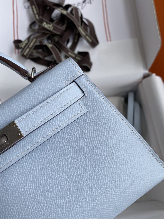 Replica Hermes Kelly Epsom Haze Blue - top-tier luxury replica shoulder bag