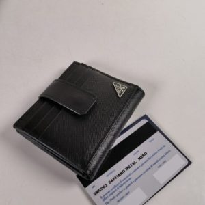 Replica Prada Saffiano Two Fold Compact Wallet - realistic designer-inspired fake bag