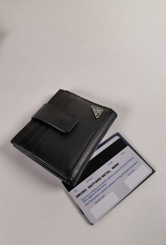 Replica Prada Saffiano Two Fold Compact Wallet - realistic designer-inspired fake bag