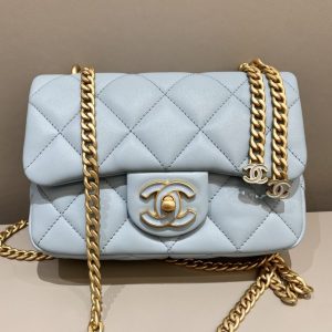 Replica CHANEL 22P Enamel Bag Light Blue 5 Replica CHANEL 22P Enamel Bag Light Blue - top-tier luxury replica shoulder bag