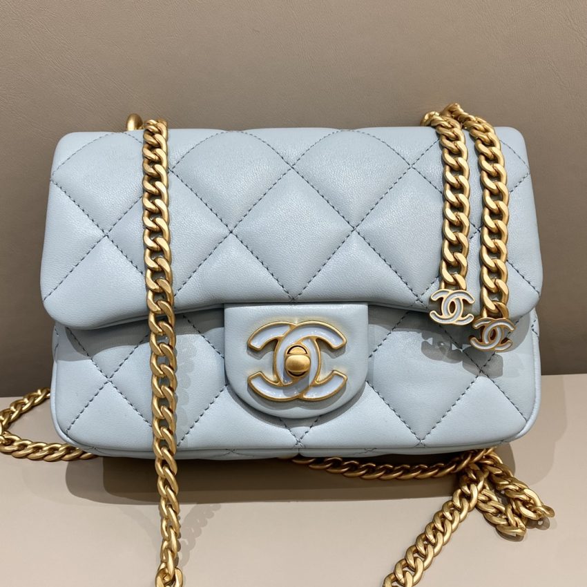 Replica CHANEL 22P Enamel Bag Light Blue 5 Replica CHANEL 22P Enamel Bag Light Blue - top-tier luxury replica shoulder bag