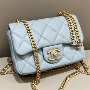 Replica CHANEL 22P Enamel Bag Light Blue 1 Replica CHANEL 22P Enamel Bag Light Blue - best-selling designer handbag dupe
