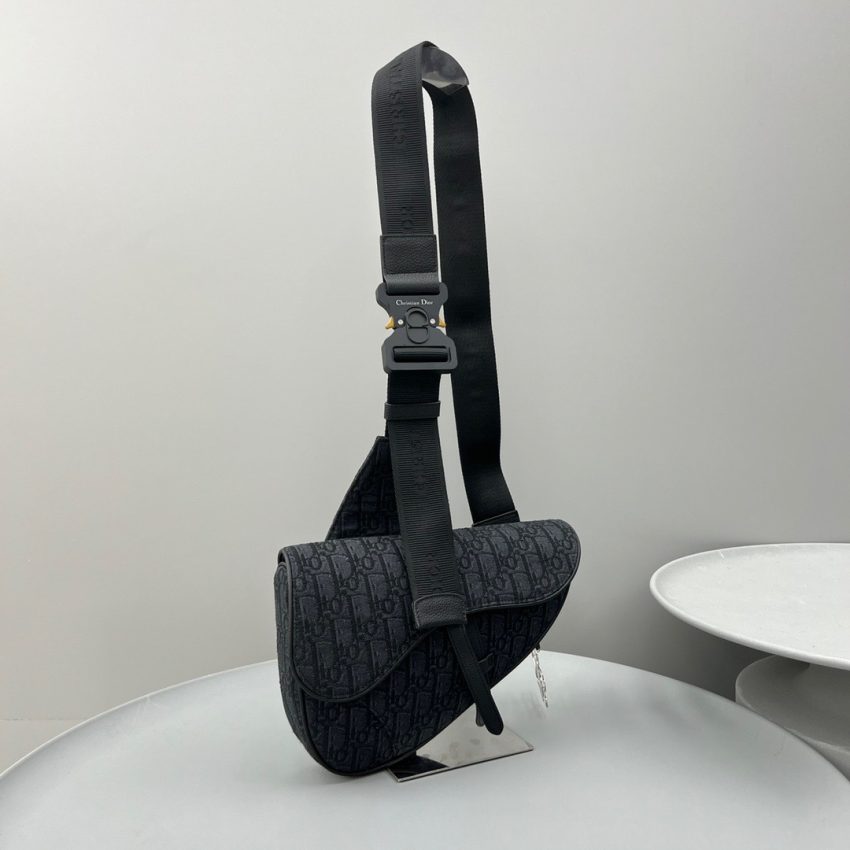Replica Dior Saddle Bag Oblique Black 9 Replica Dior Saddle Bag Oblique Black - premium 1:1 fake handbag model