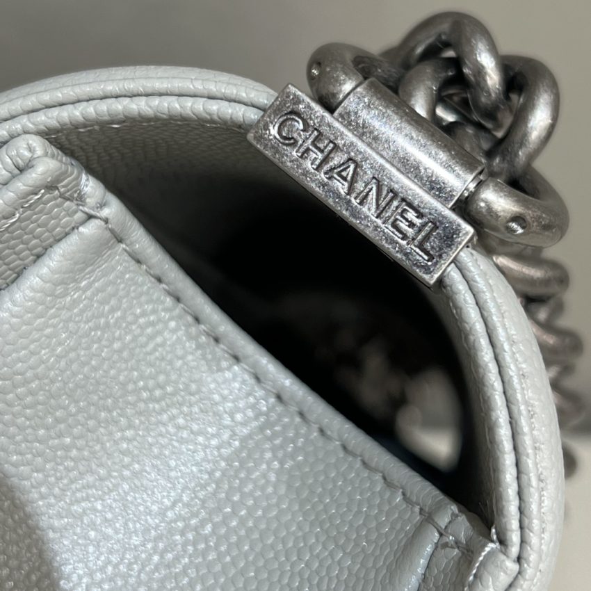 Replica CHANEL Le Boy Grey Silver 2 Replica CHANEL Le Boy Grey Silver - authentic-look luxury purse replica