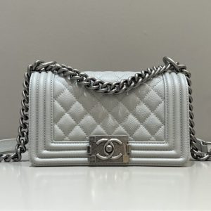 Replica CHANEL Le Boy Grey Silver 1 Replica CHANEL Le Boy Grey Silver - authentic-look luxury purse replica