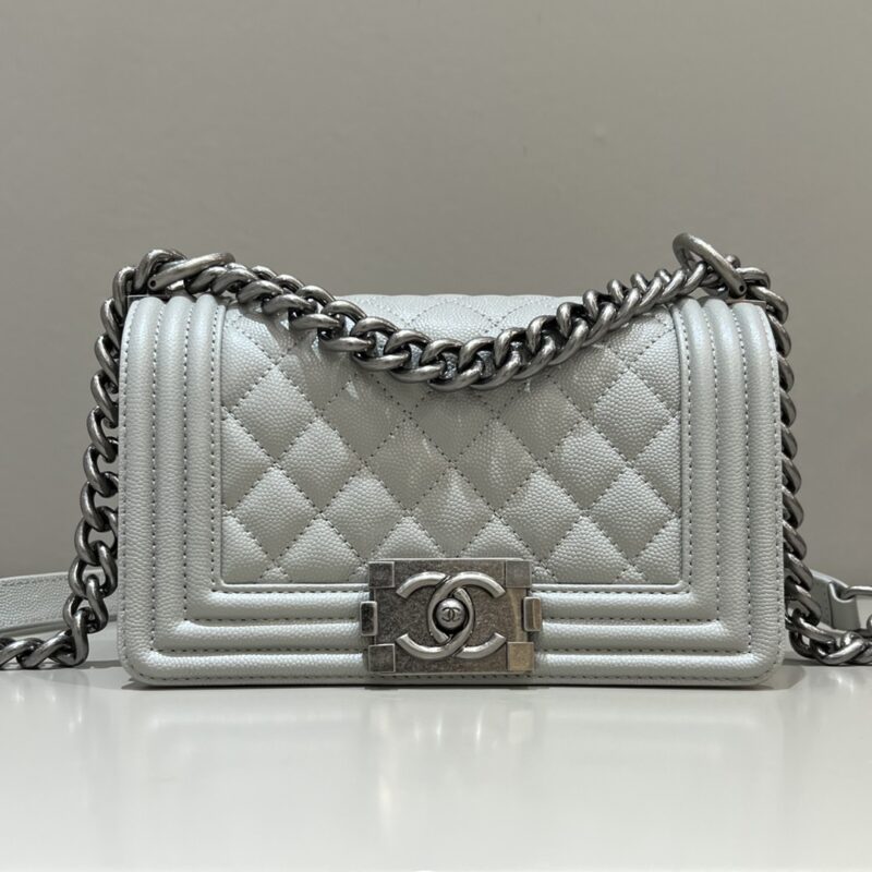 Replica CHANEL Le Boy Grey Silver 1 Replica CHANEL Le Boy Grey Silver - authentic-look luxury purse replica
