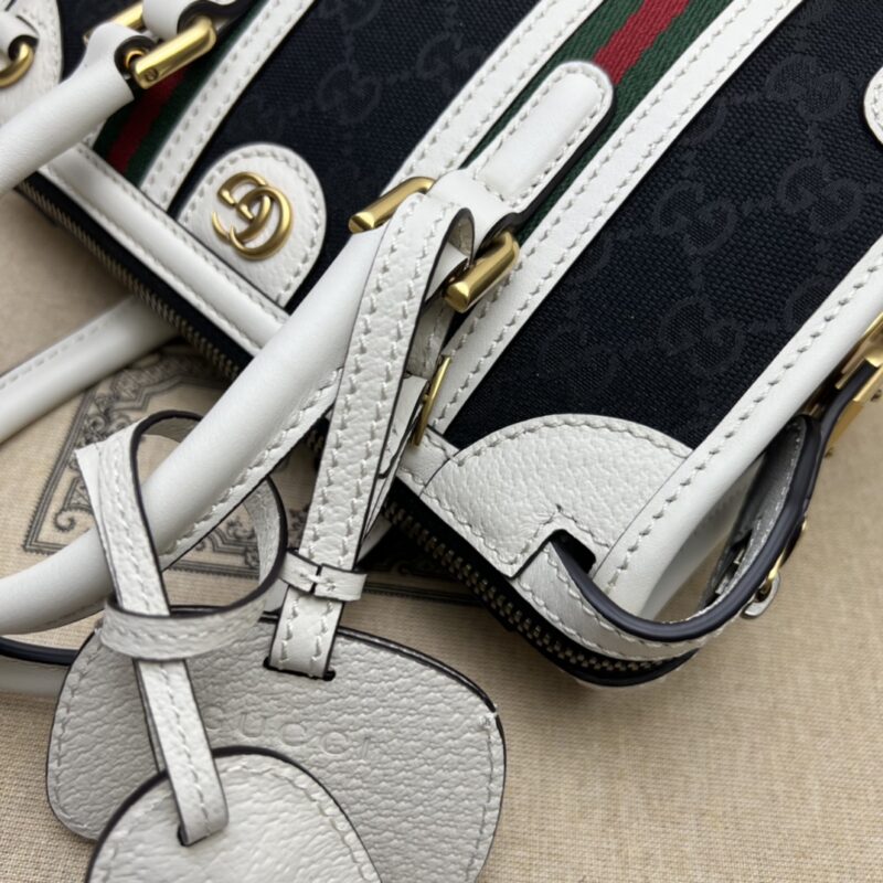 Replica Gucci Gucci Bauletto Top Handle White Black 4 Replica Gucci Gucci Bauletto Top Handle White Black - best quality luxury bag dupe