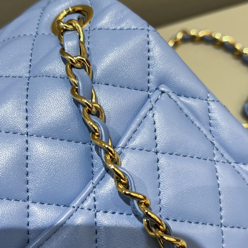 Replica CHANEL Classic Flap 17cm Blue 7 Replica CHANEL Classic Flap 17cm Blue - premium 1:1 fake handbag model