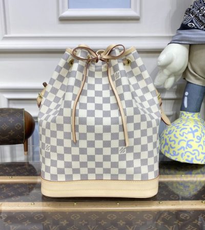 Replica Louis Vuitton Noe Bucket White Grid MM - high-quality designer bag clone
