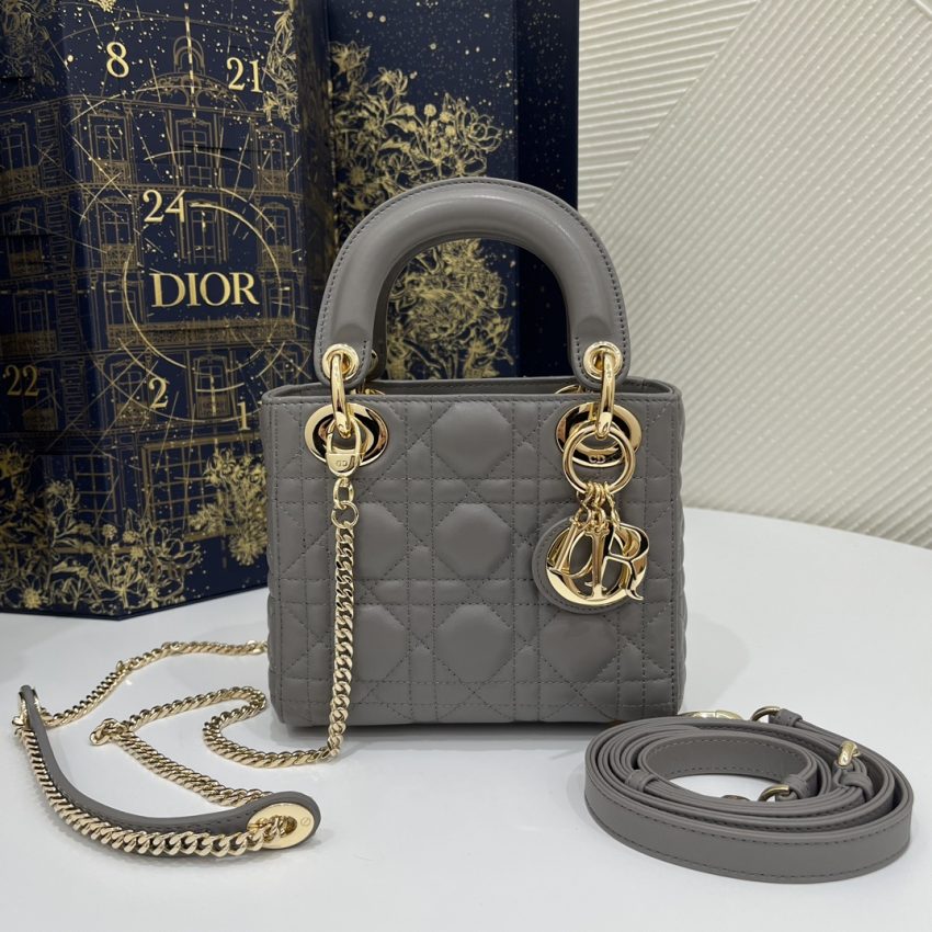 Replica Lady Dior Mini Stone Grey 1 Replica Lady Dior Mini Stone Grey - elite superclone designer purse