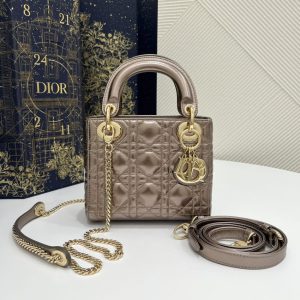 Replica Lady Dior Mini Golden-Tone Metallic 1 Replica Lady Dior Mini Golden-Tone Metallic - 1:1 designer replica handbag