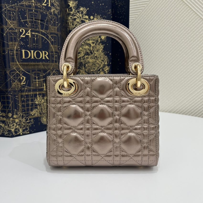 Replica Lady Dior Mini Golden-Tone Metallic 8 Replica Lady Dior Mini Golden-Tone Metallic - 1:1 designer replica handbag