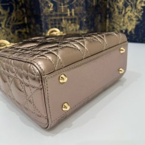 Replica Lady Dior Mini Golden-Tone Metallic 9 Replica Lady Dior Mini Golden-Tone Metallic - realistic designer-inspired fake bag