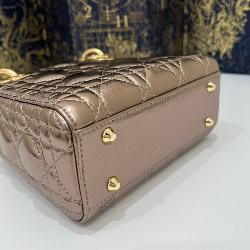 Replica Lady Dior Mini Golden-Tone Metallic 9 Replica Lady Dior Mini Golden-Tone Metallic - realistic designer-inspired fake bag