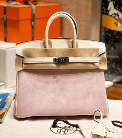 Replica Hermes Birkin Pink Suede - near-authentic luxury replica handbag
