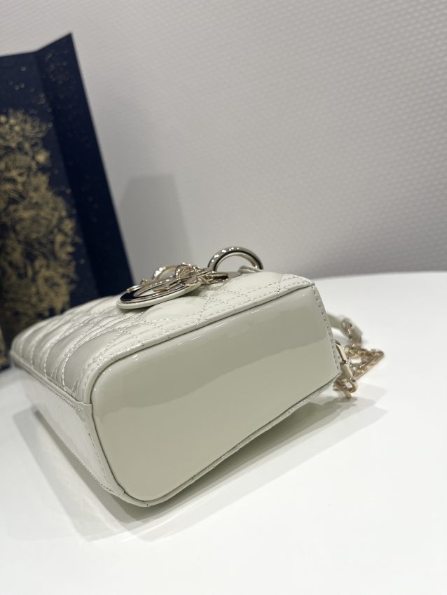 Replica Dior Lady D-Joy Bag White Patent 5 Replica Dior Lady D-Joy Bag White Patent - 1:1 designer replica handbag