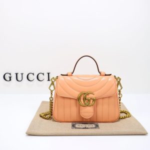 Replica Gucci GG Marmont Top Handle Apricot - top-rated replica designer bag