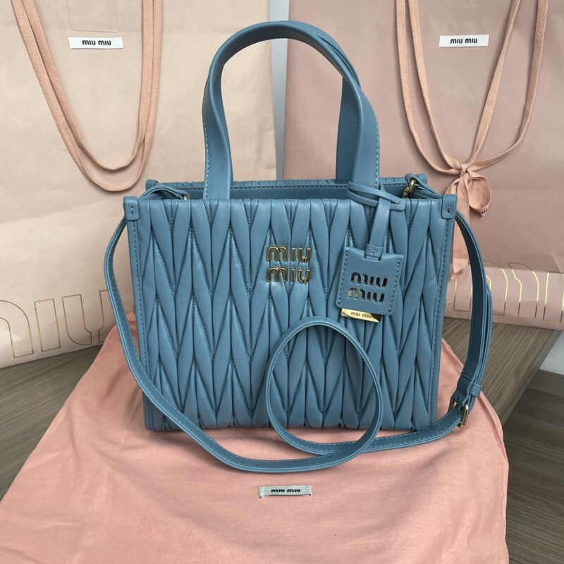 Replica Miu Miu Matelassé Tote Blue 1 Replica Miu Miu Matelassé Tote Blue - authentic-look luxury purse replica