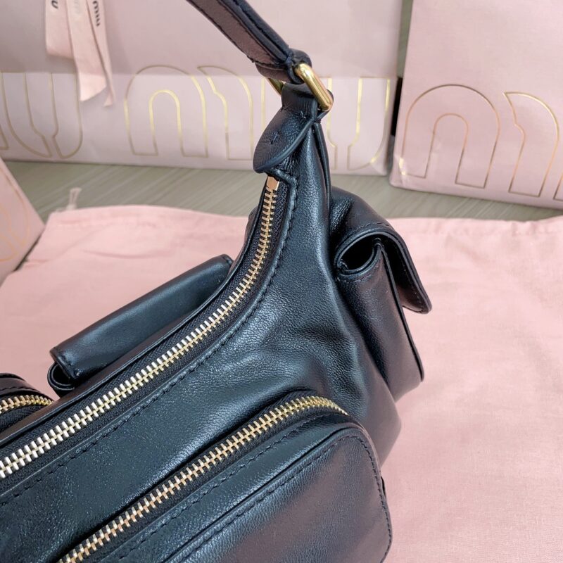 Replica Miu Miu Nappa Pocket Bag Black 4 Replica Miu Miu Nappa Pocket Bag Black - premium 1:1 fake handbag model