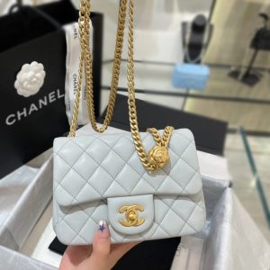 Replica CHANEL 23S Camellia Square Light Blue 1 Replica CHANEL 23S Camellia Square Light Blue - high-end fake designer purse