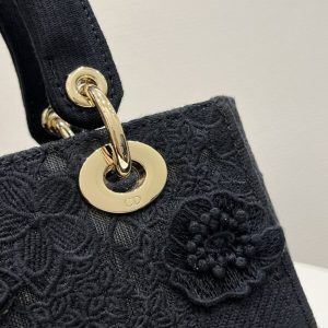 Replica Lady Dior D-Lite Chardons Black 2 Replica Lady Dior D-Lite Chardons Black - premium-grade designer purse dupe