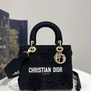 Replica Lady Dior D-Lite Chardons Black 1 Replica Lady Dior D-Lite Chardons Black - high-end fake designer purse