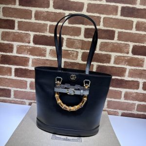 Replica Gucci Diana Medium Tote Bag Black 6 Replica Gucci Diana Medium Tote Bag Black - premium 1:1 fake handbag model