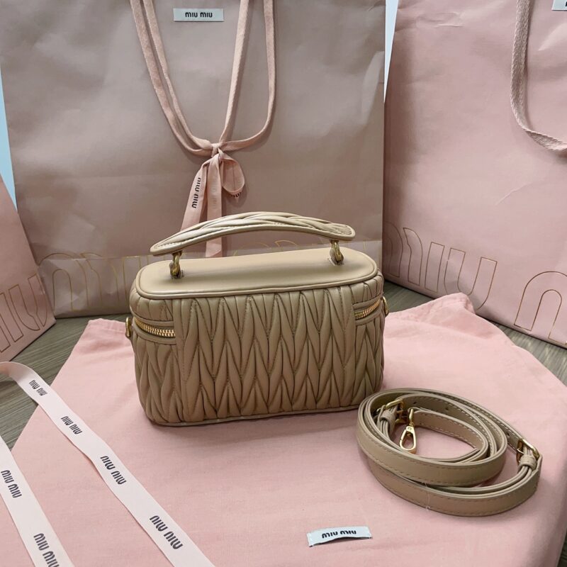 Replica Miu Miu Cosmetic Bag Milk Tea - premium-grade designer purse dupe