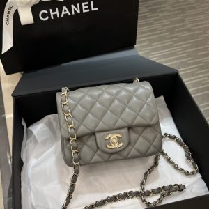 Replica CHANEL Classic Flap 17cm Grey 1 Replica CHANEL Classic Flap 17cm Grey - authentic-look luxury purse replica