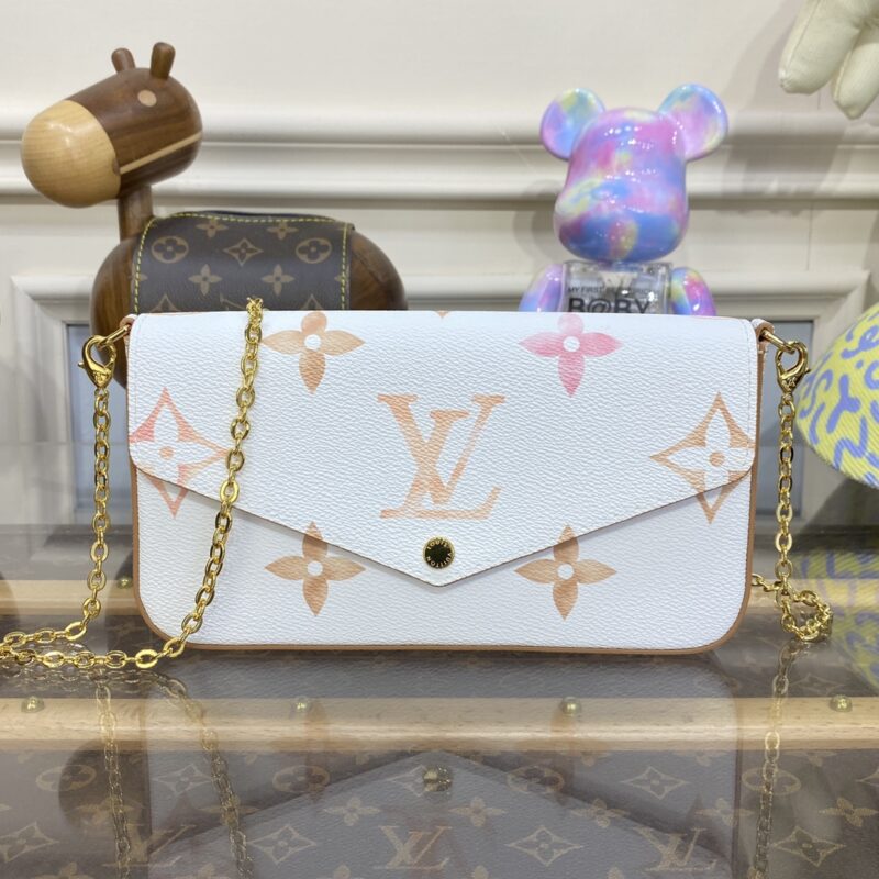 Replica Louis Vuitton Felicie Pochette White Apricot 1 Replica Louis Vuitton Felicie Pochette White Apricot - authentic-look luxury purse replica