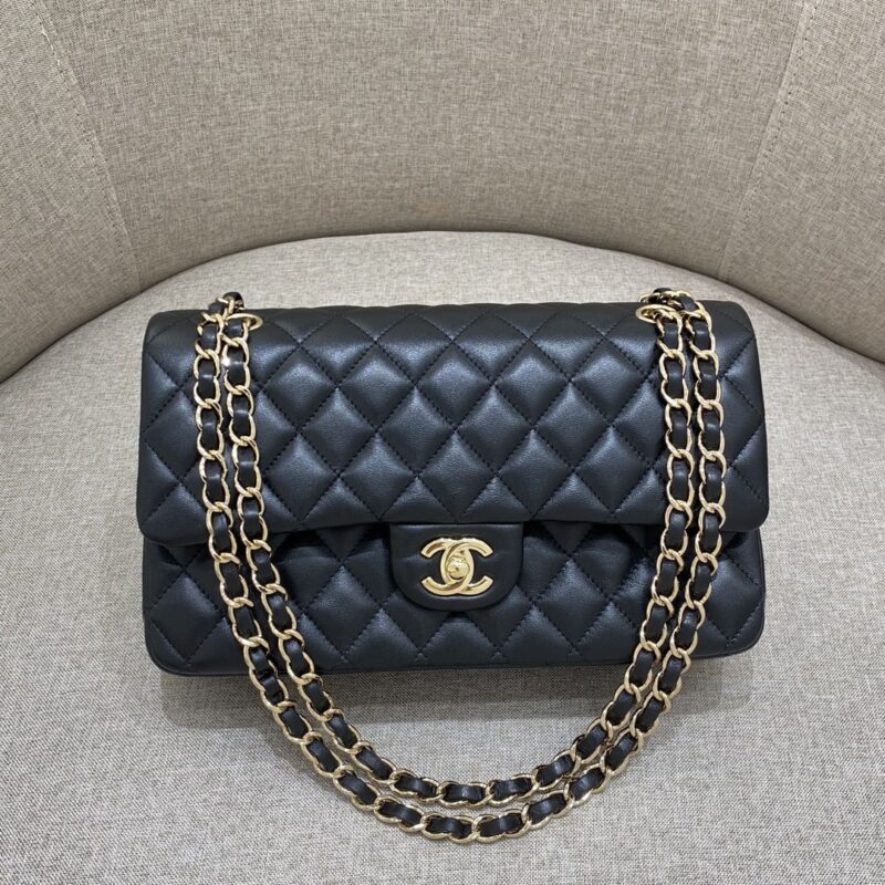 Replica CHANEL Classic Flap 25cm Black Gold 1 Replica CHANEL Classic Flap 25cm Black Gold - 1:1 designer replica handbag