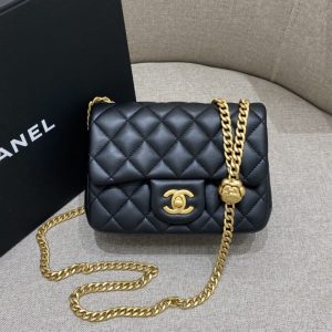 Replica CHANEL 23S Camellia Square Black 1 Replica CHANEL 23S Camellia Square Black - elite superclone designer purse