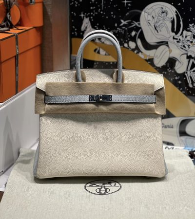 Replica Hermes Birkin Haze Blue Cream White - high-end fake designer purse