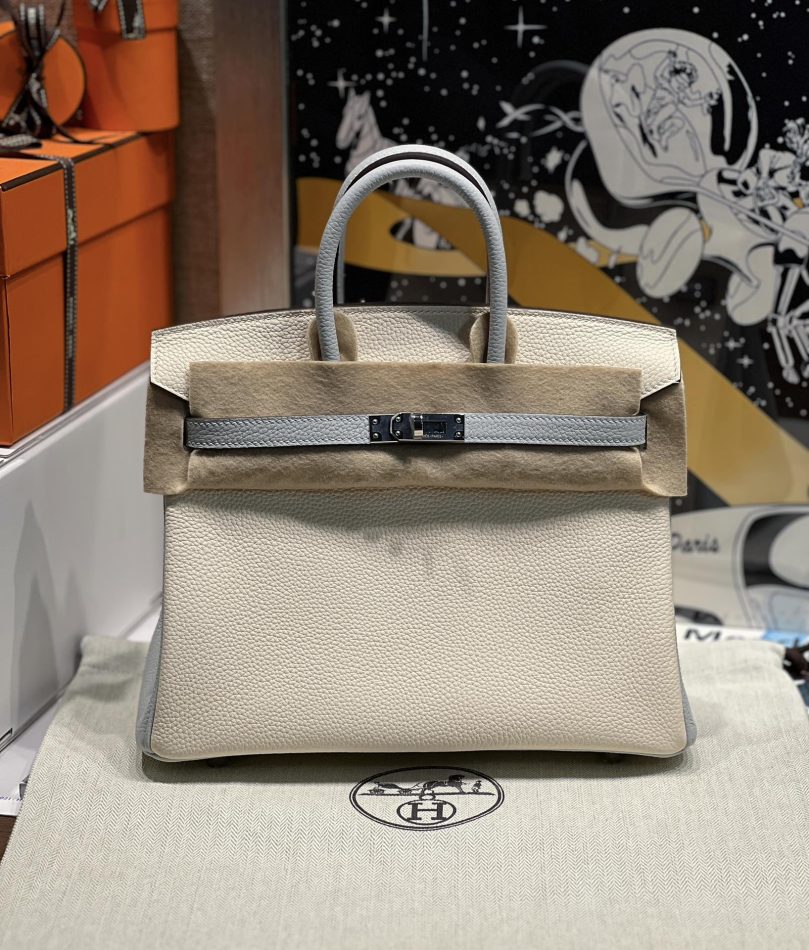 Replica Hermes Birkin Haze Blue Cream White - high-end fake designer purse