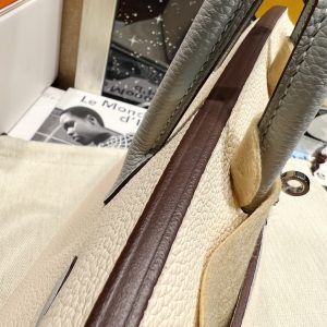 Replica Hermes Birkin Haze Blue Cream White - high-quality designer bag clone