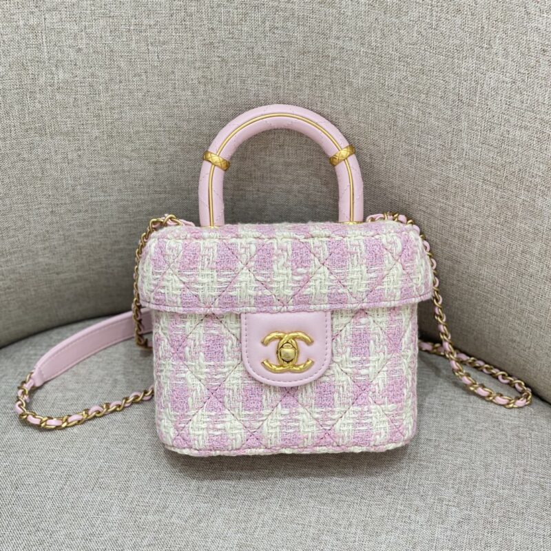 Replica CHANEL Tweed Handle Crush Small Purple 1 Replica CHANEL Tweed Handle Crush Small Purple - high-end fake designer purse