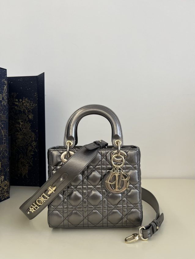 Replica Lady Dior Platinum Metallic ABC 1 Replica Lady Dior Platinum Metallic ABC - premium 1:1 fake handbag model